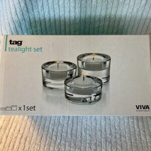 Tag CLEAR tea-lite candle holder set of 3